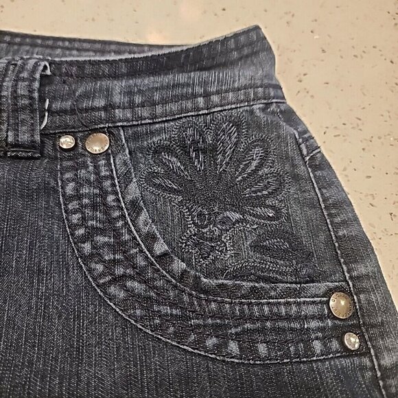 gloria vanderbilt Capri Cropped Jeans 10 Rhinestones - Picture 3 of 10